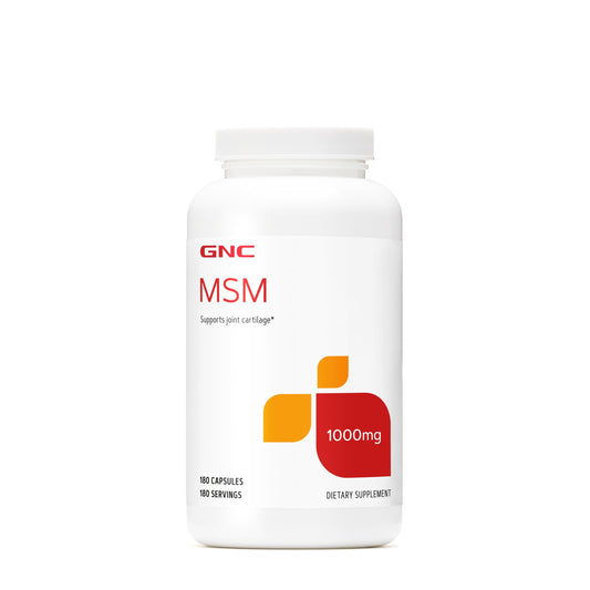 GNC MSM 1000mg capsules front bottle view for daily joint support
