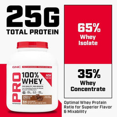 GNC Pro Performance 100% Whey Protein Powder 2.0 pouring into glass for quick protein boost