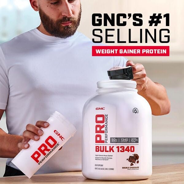 GNC Pro Performance Bulk 1340 50g whey per serving for muscle support.