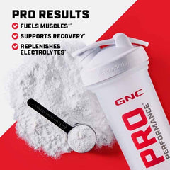 GNC Pro Performance Essential Amino Complete blueberry acai label-closeup emphasizes branding and electrolyte content
