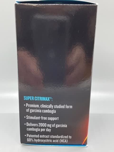 GNC Slimvance BodyDynamix bottle label close-up showing Garcinia Cambogia extract details.