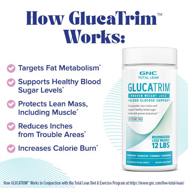 GlucaTrim capsules next to a glass of water for easy daily use