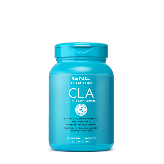 GNC Total Lean Premium CLA bottle front view for convenient daily body composition support.