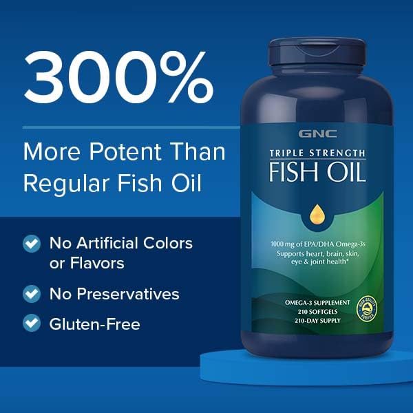 Enteric-coated GNC Fish Oil capsule to reduce fishy aftertaste.