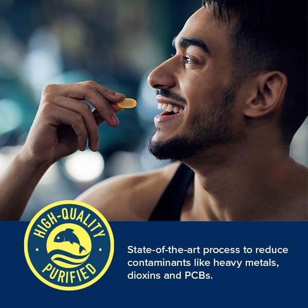 Purification process visuals for GNC Fish Oil to minimize contaminants.