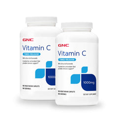GNC Vitamin C Timed-Release 1000 mg bottle shown for steady immune support