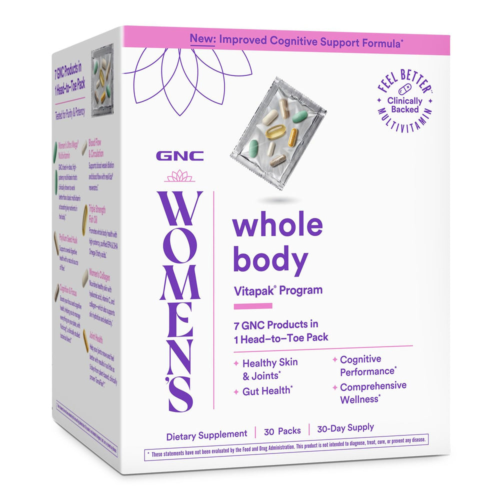 GNC Whole Body Vitapak pack front view showing daily all-in-one wellness support