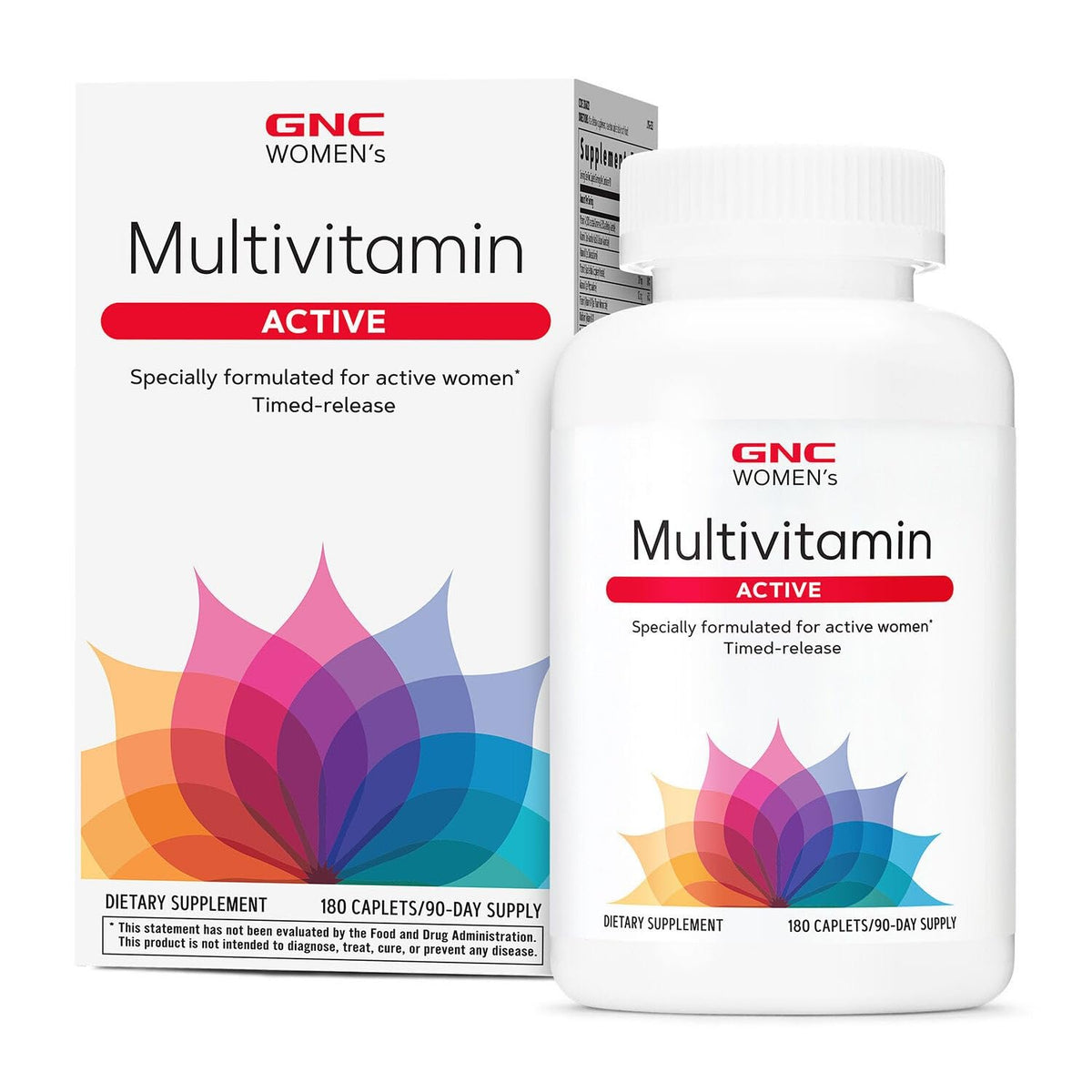 GNC Women’s Active Multivitamin bottle front highlights comprehensive nutrient support.
