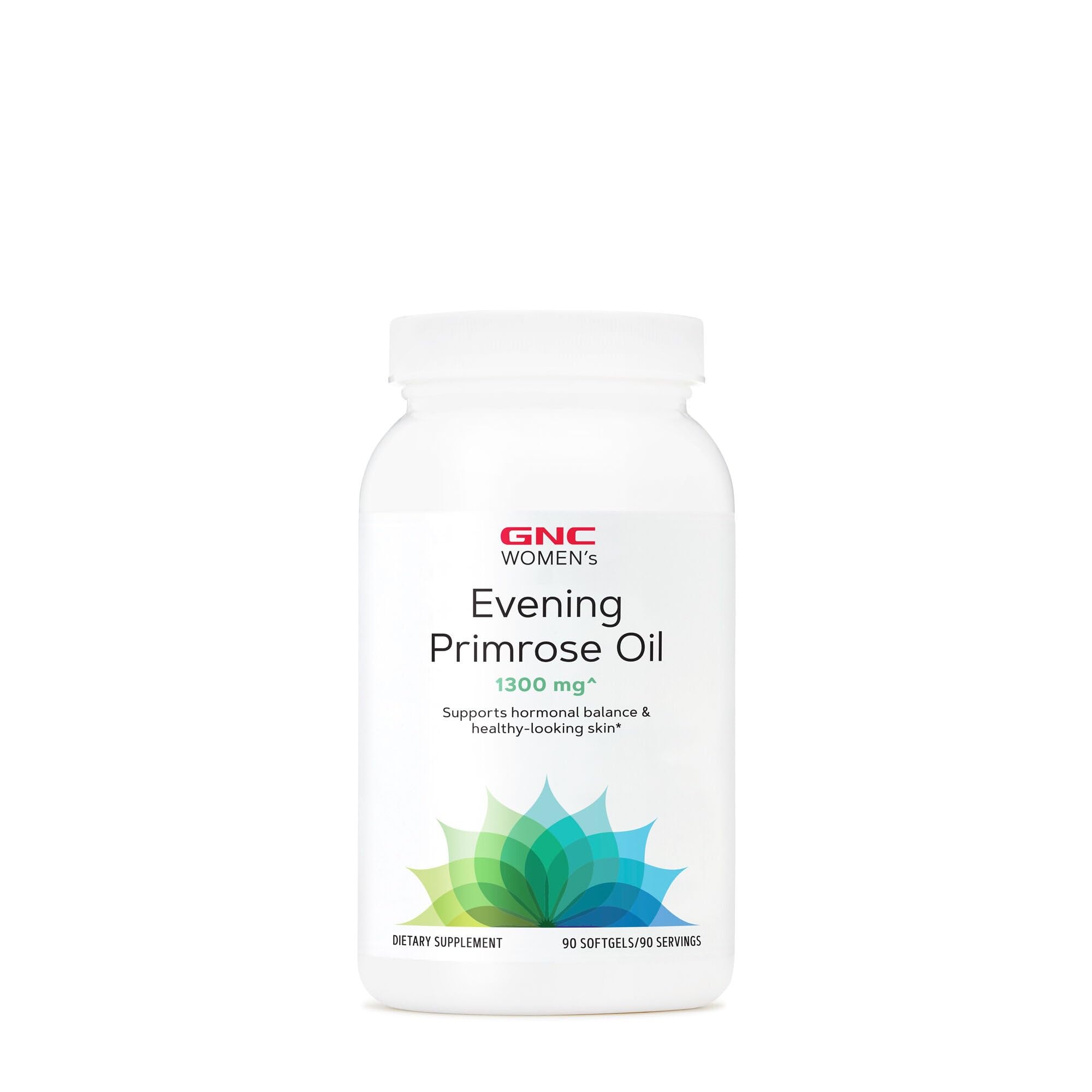 GNC Women's Evening Primrose Oil softgel bottle close-up for daily skin support.