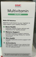 GNC Women's Multivitamin 50 Plus hyaluronic acid for skin health.
