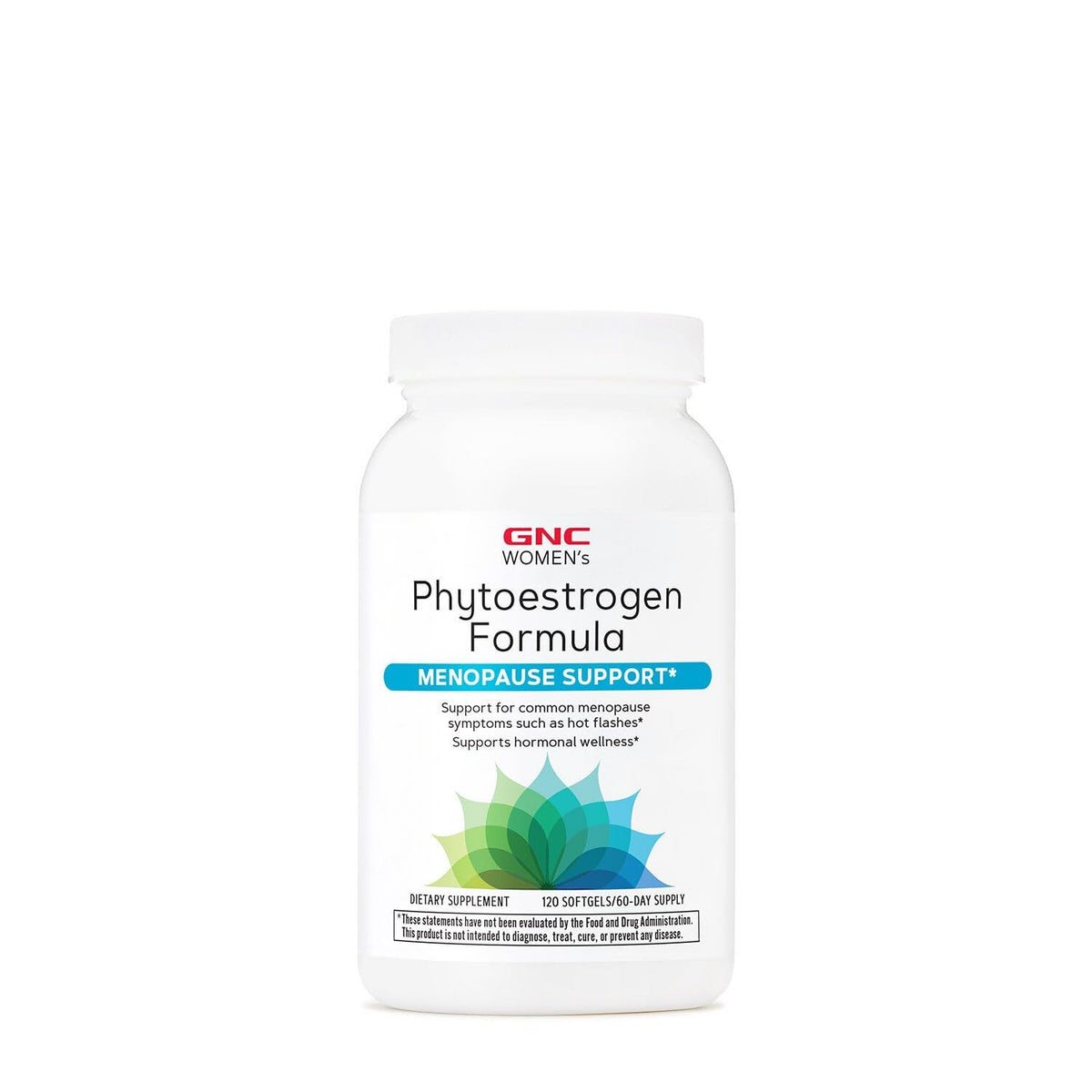 GNC Women's Phytoestrogen Formula bottle for daily menopause support.