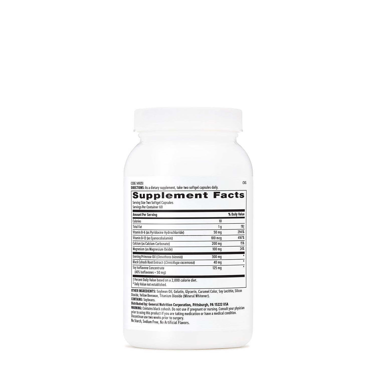GNC Women's Phytoestrogen Formula label close-up for mood balance cues.