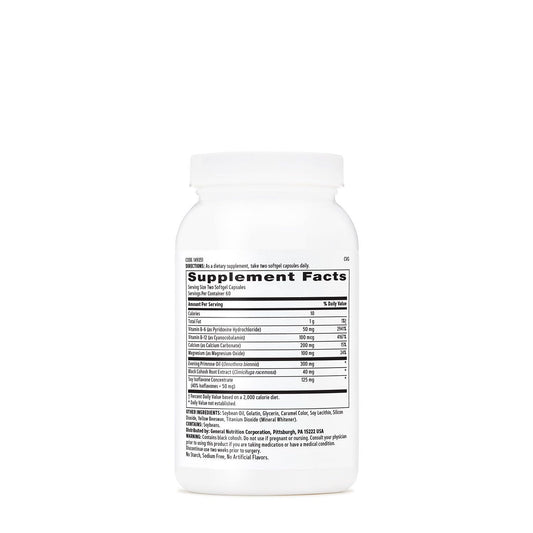 GNC Women's Phytoestrogen Formula label close-up for mood balance cues.