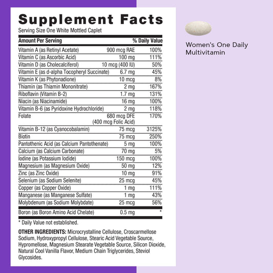 GNC Women's Stress Relief Vitapak bottle back label with usage directions.
