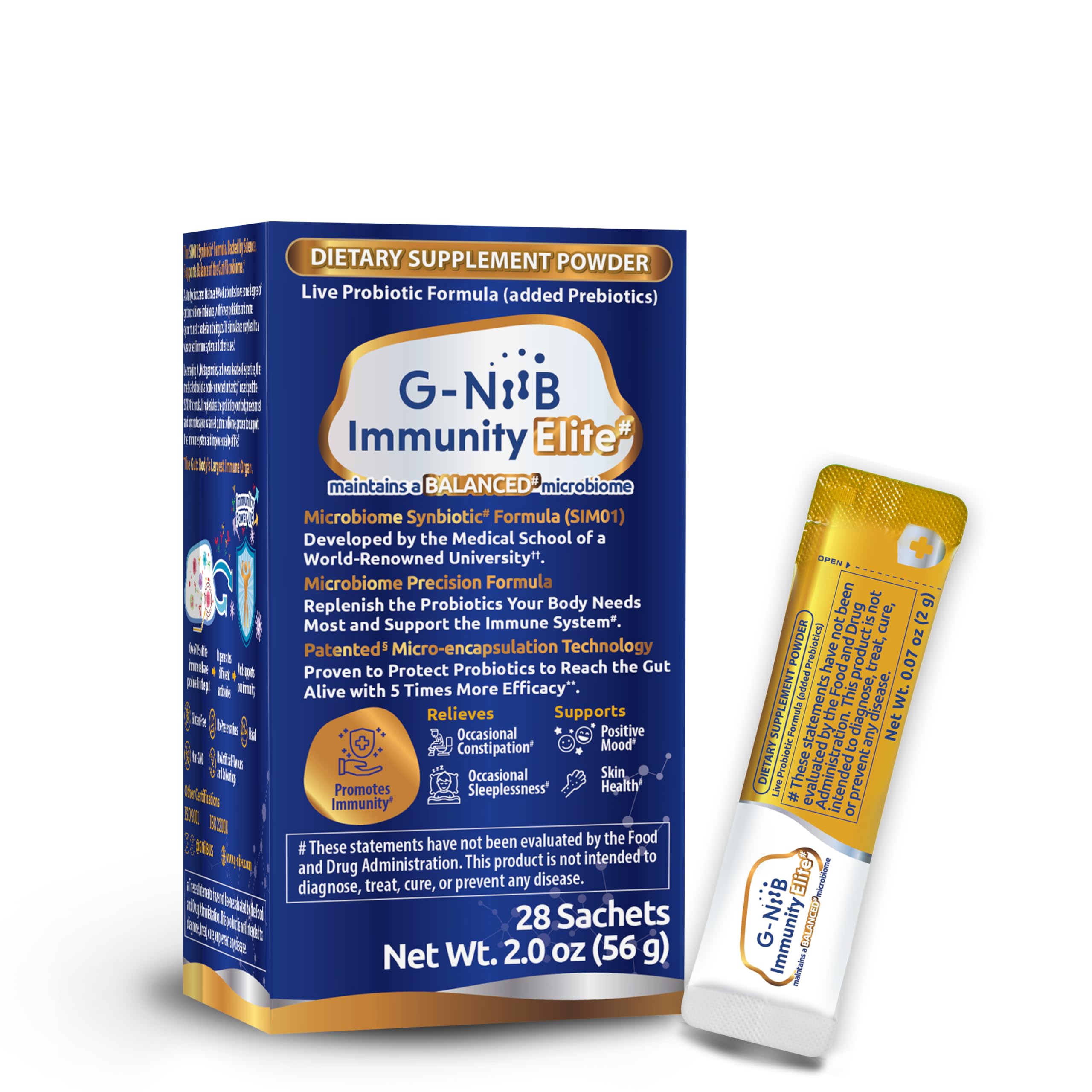 G-NiiB Immunity Elite powder pour for easy daily immune support.