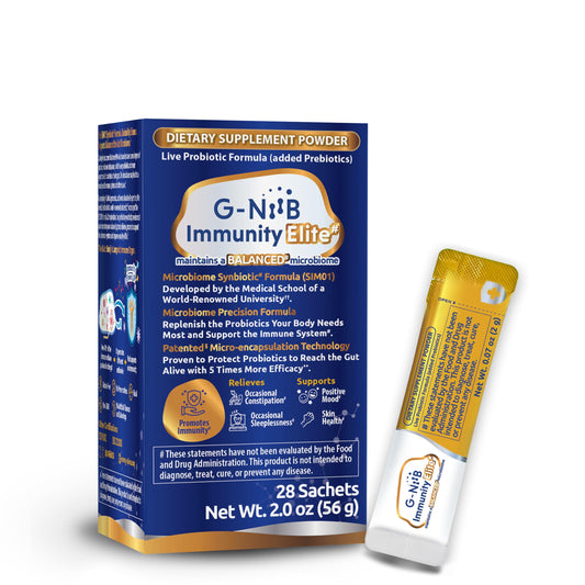 G-NiiB Immunity Elite powder pour for easy daily immune support.