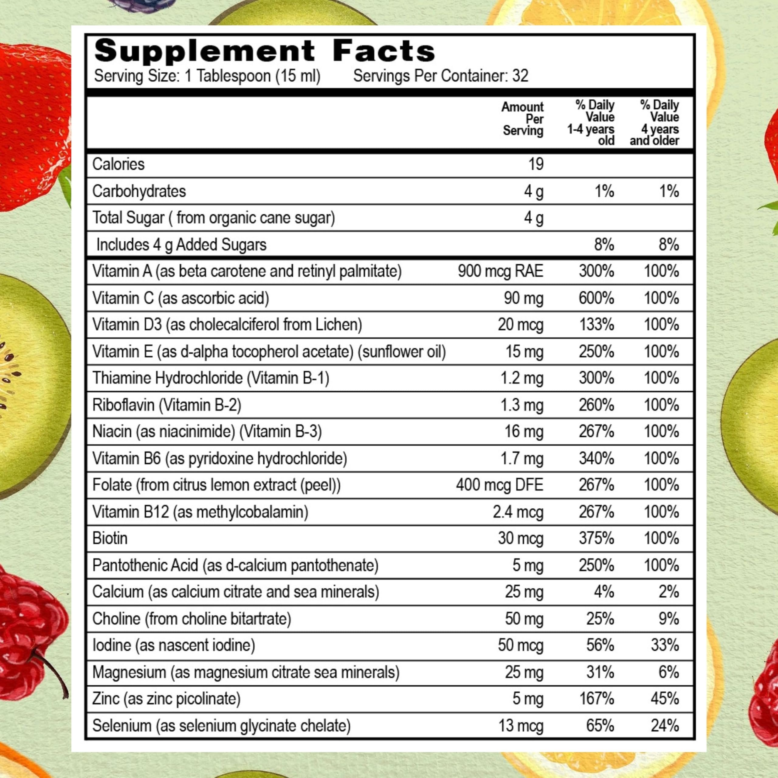  Peach mango flavored Go Healthy Natural Kids Liquid Multivitamin appeals to kids