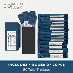 Go Mouthwash Bold Mint 80-pack cartons for bulk guest bathroom supplies