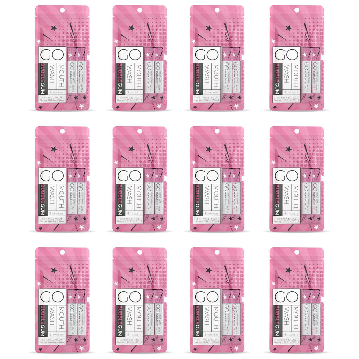 Go Mouthwash Bubblegum Packets provide on-the-go freshness and breath confidence.