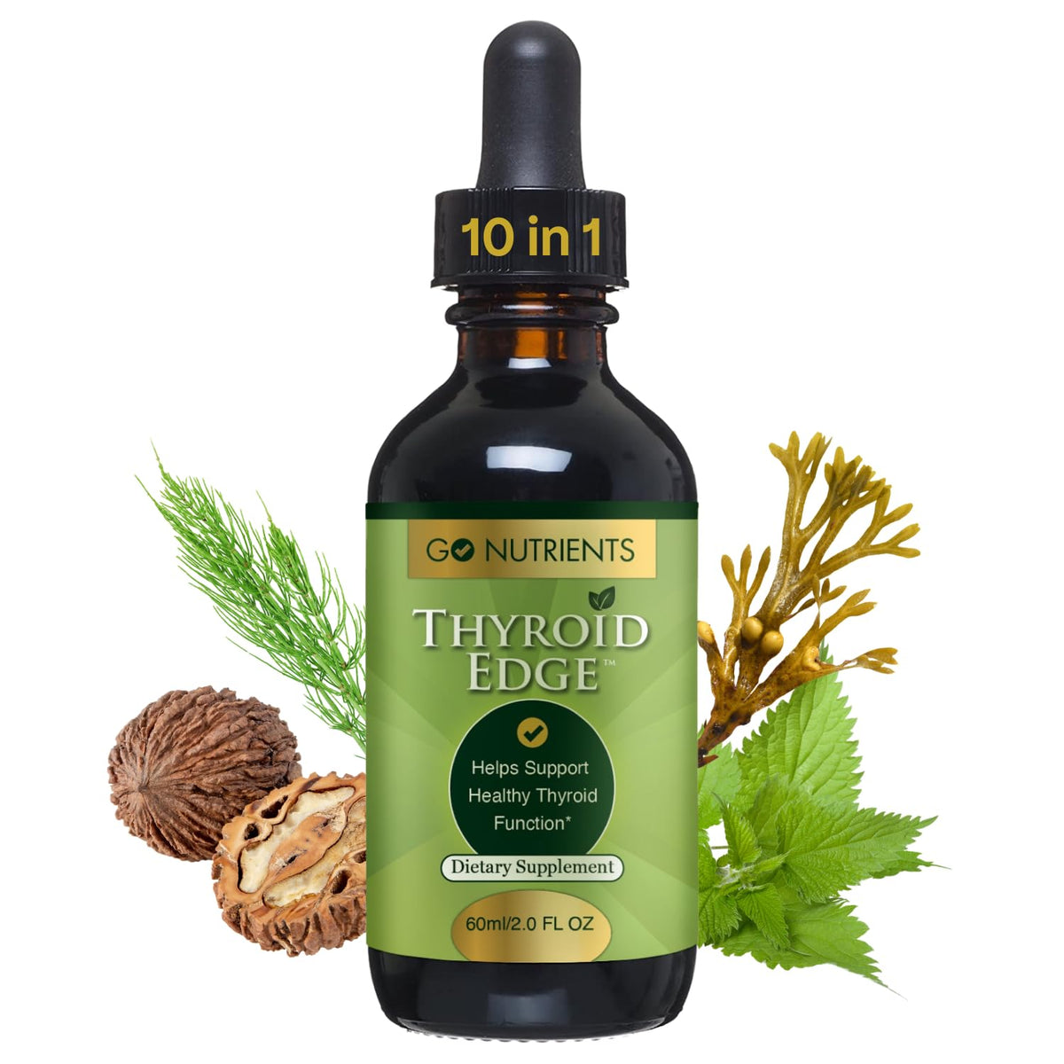 Go Nutrients Thyroid Edge bottle with herbal blend for daily energy