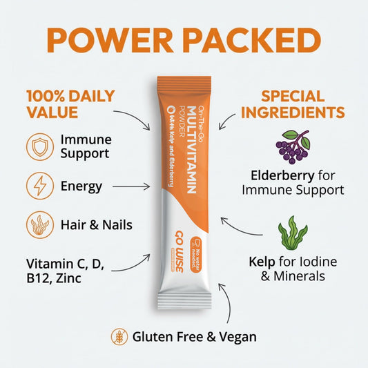 Go Wise On The Go travel pack showing portable, individually wrapped sticks in a bag.