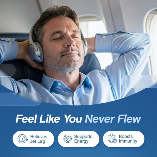 Goal Time Jetlag Relief Pills travel pack showing takeoff and landing routine.