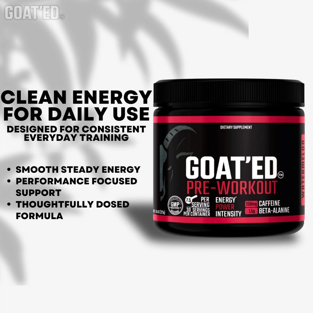 GOAT'ED Pre-Workout glass with mixed drink and clarity boost