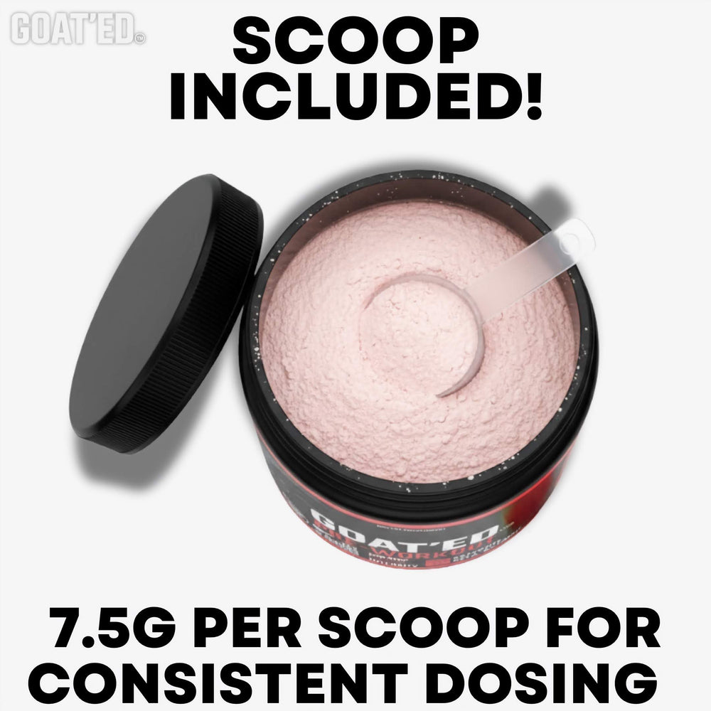GOAT'ED Pre-Workout scoop highlighting precise dosing