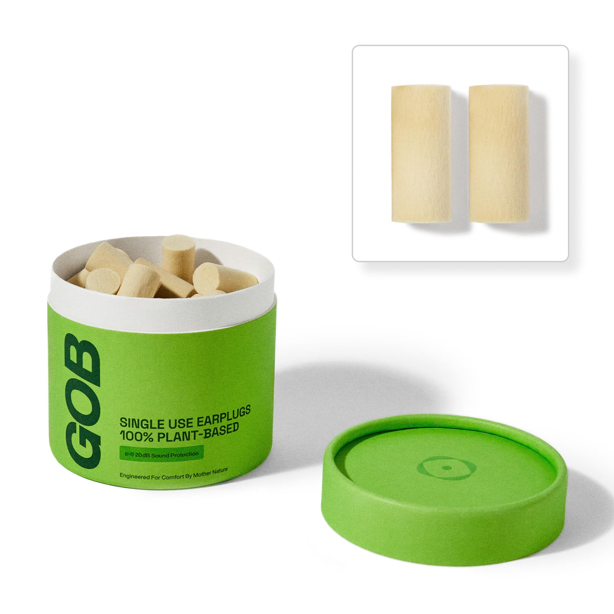 GOB earplugs in packaging, an eco friendly choice for sleep and travel