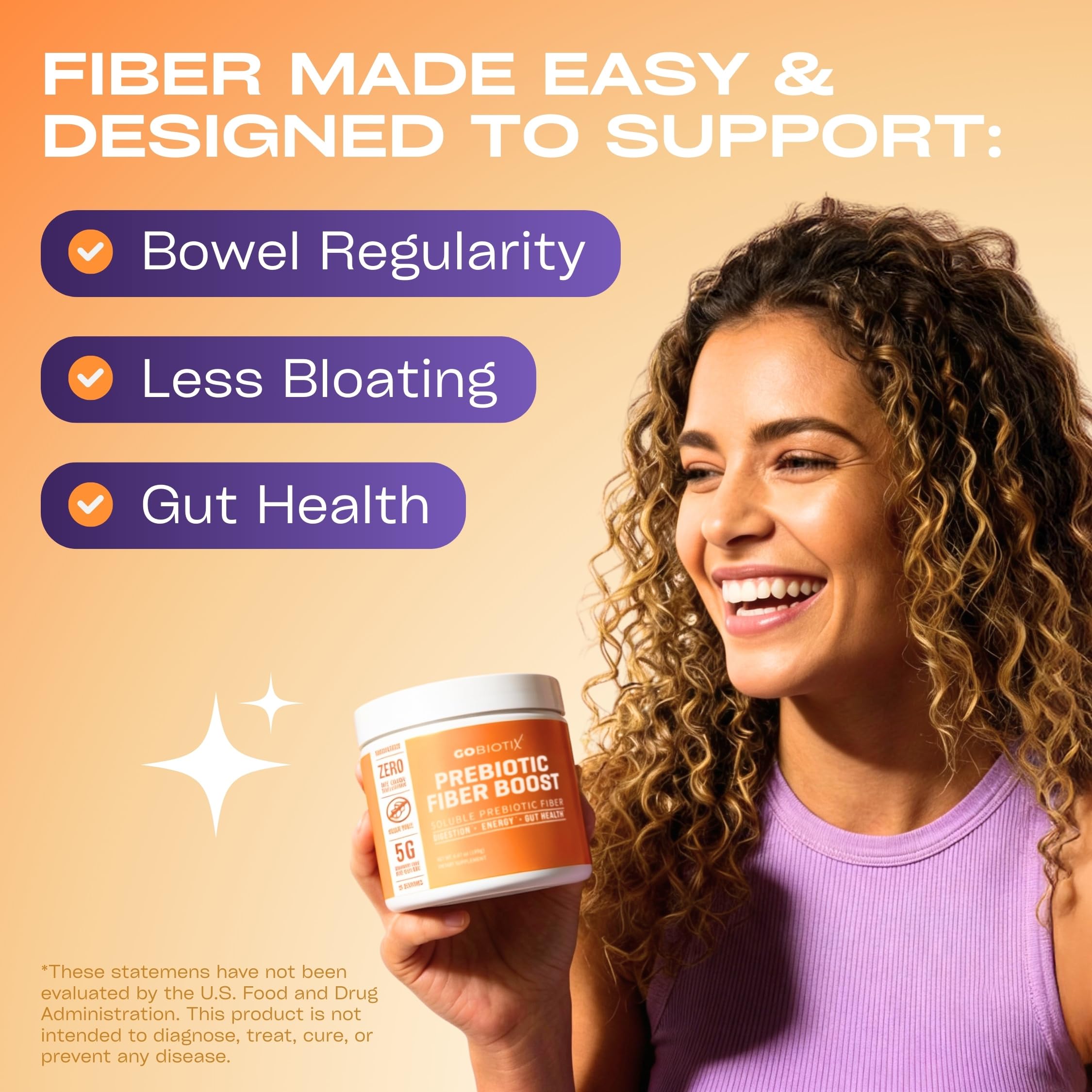 GOBIOTIX fiber supplement scoop on counter highlights convenient daily use.