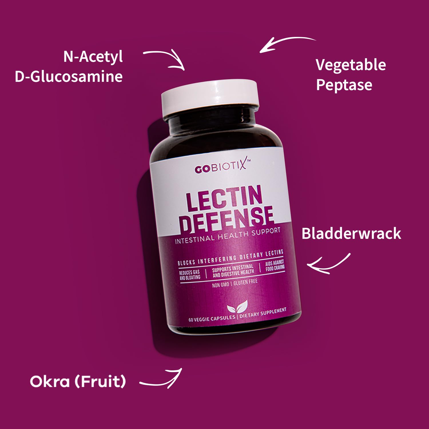 GOBIOTIX Lectin Defense label highlighting non-GMO and gluten-free choices