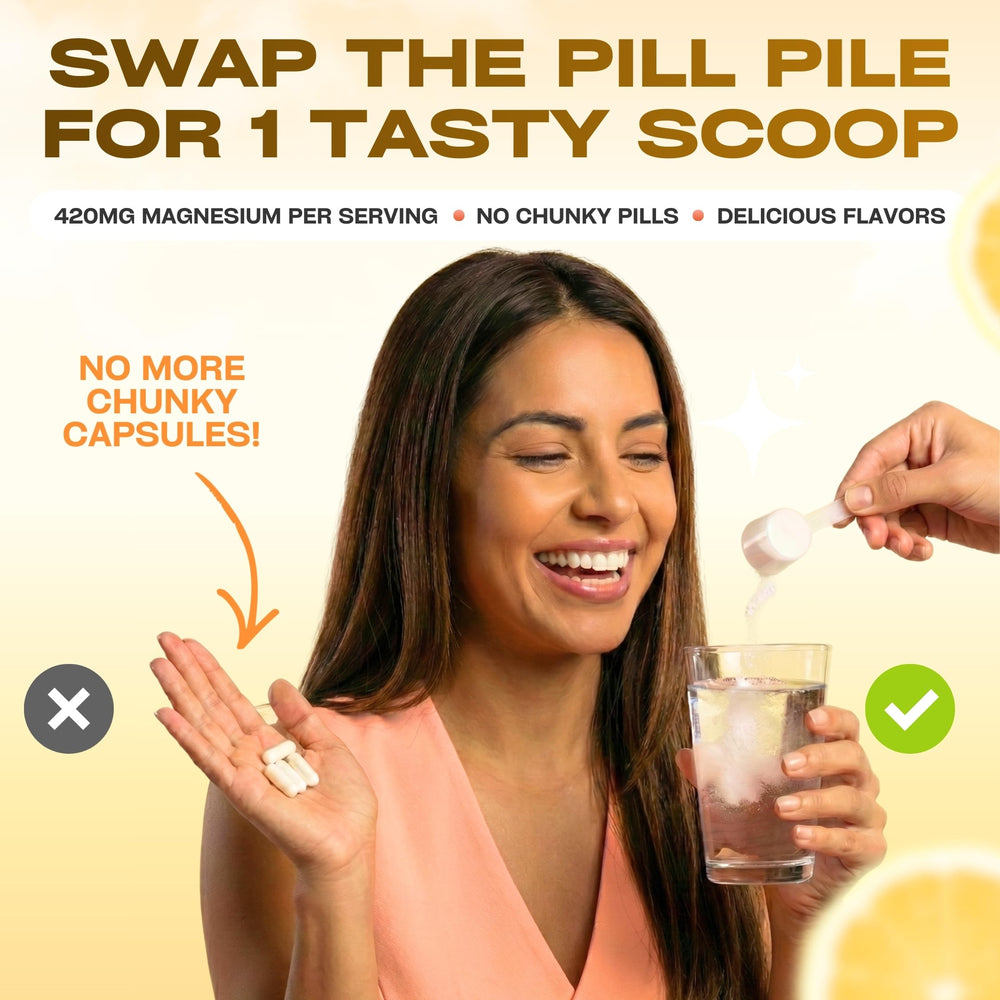 GoBiotix magnesium glycinate powder scoop ready for easy daily use