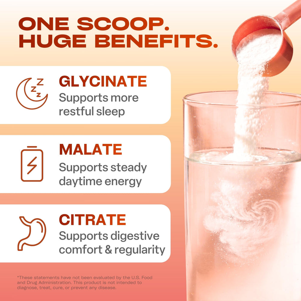 GoBiotix magnesium glycinate powder with scoop for simple daily dosing