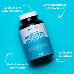 GOBIOTIX probiotic capsules close-up highlighting 25B CFU for gut balance.
