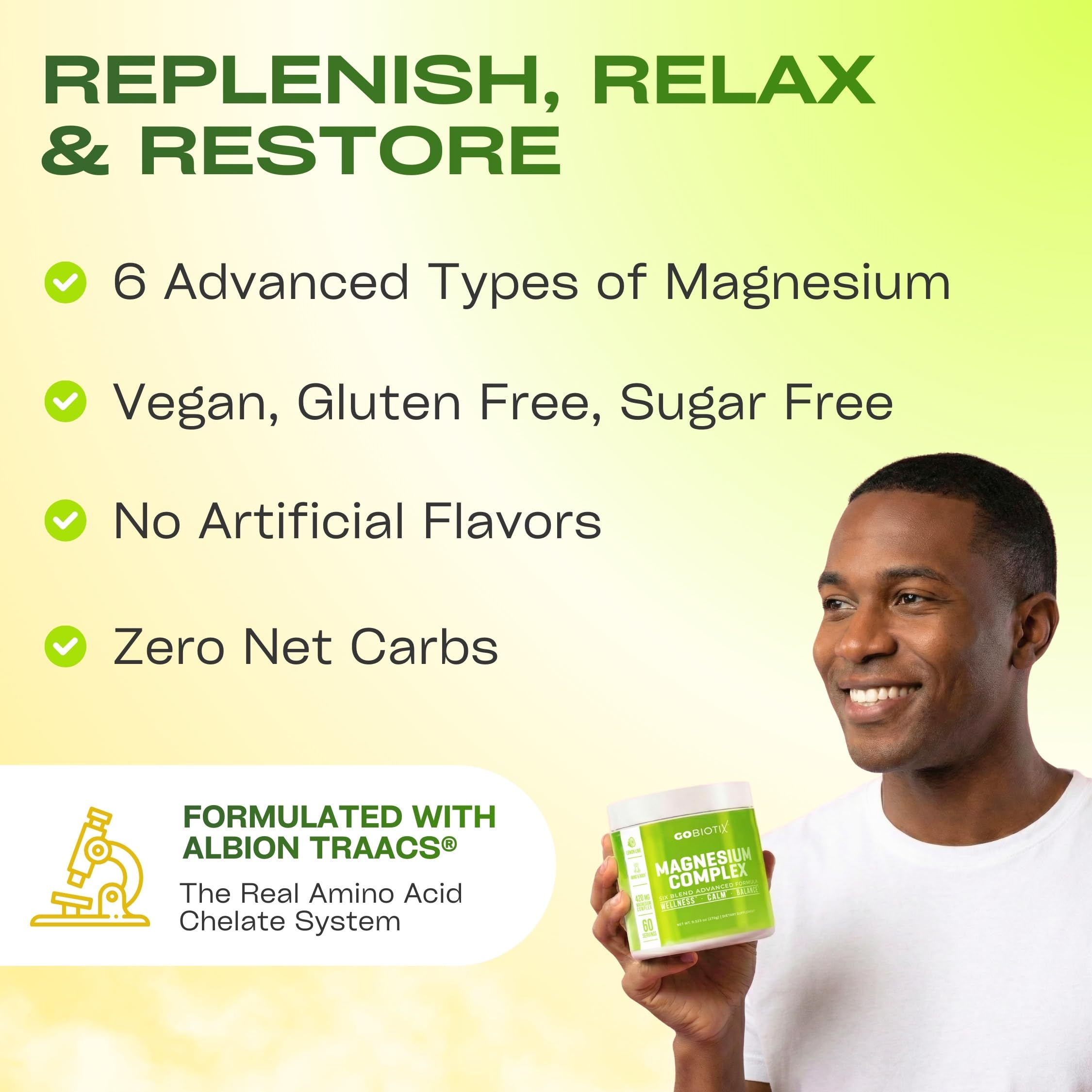 GoBiotix sugar-free label highlights purity and clean ingredients.