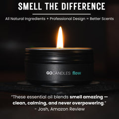 GOCANDLES Chill tin ambience with warm, grounding scent.