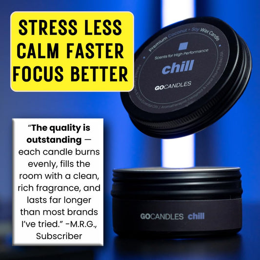 GOCANDLES Flow tin close-up highlighting smooth, aromatic balance.