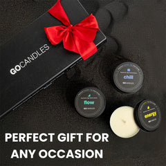 GOCANDLES Sleek tin packaging ideal for desks and nightstands.