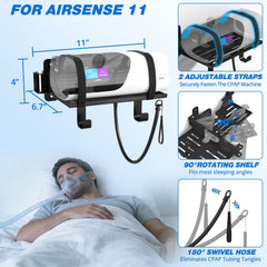 Godboat CPAP hose swivels 180° with 90° shelf for flexible positioning.