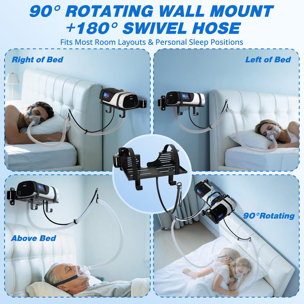 Godboat CPAP wall hooks lift mask and tube off surfaces for cleanliness.