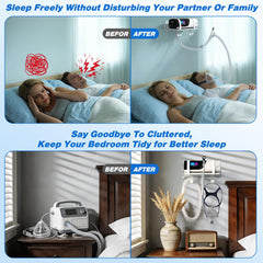 Godboat CPAP wall-mount shelf two-hooks elevates mask and tube for cleanliness