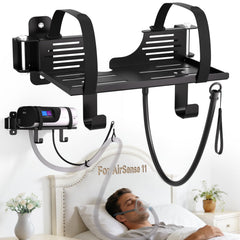 Godboat CPAP wall-mount shelf secures AirSense 11 for stable bedside setup.