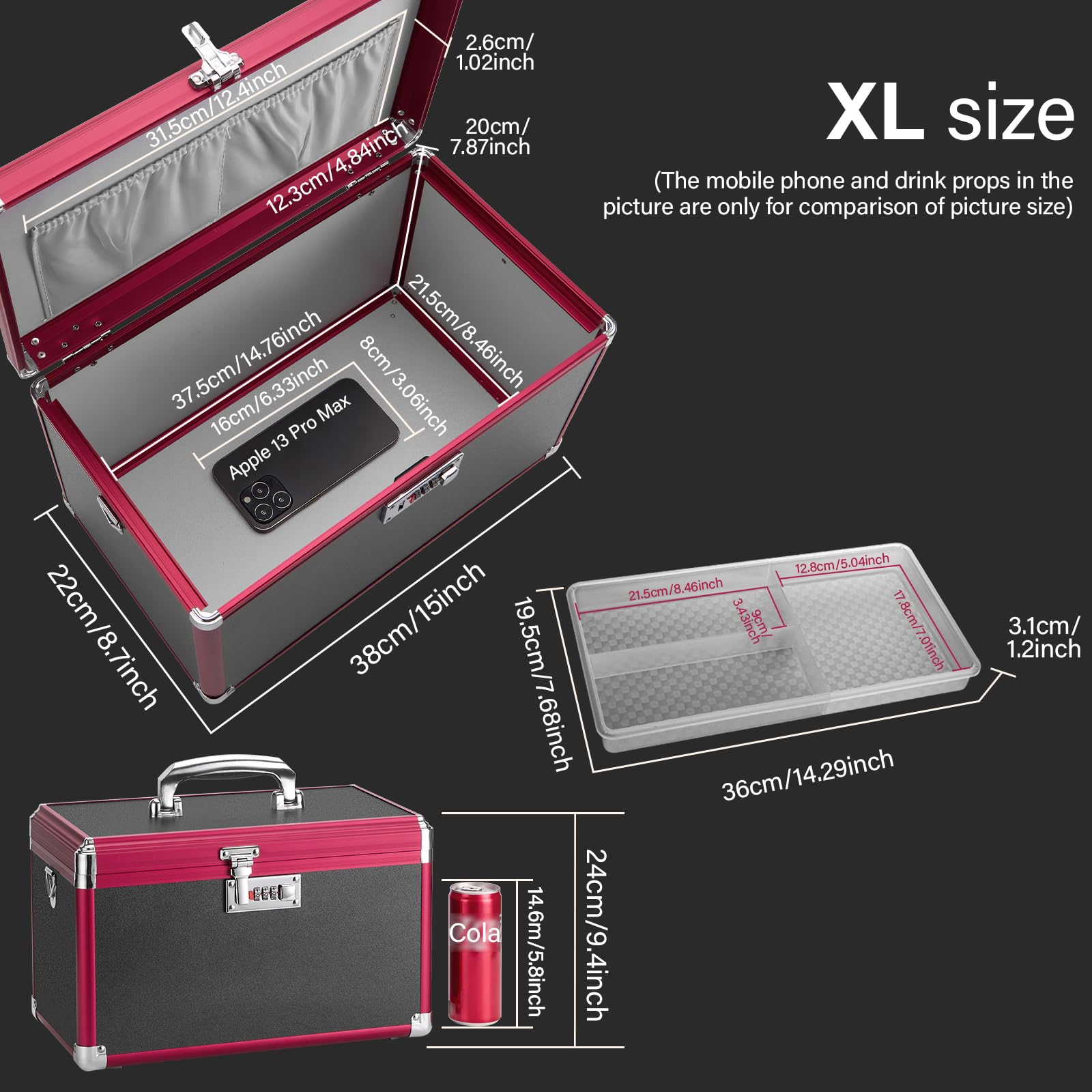 GODLONSEN lock box opened to show detachable tray and organized compartments