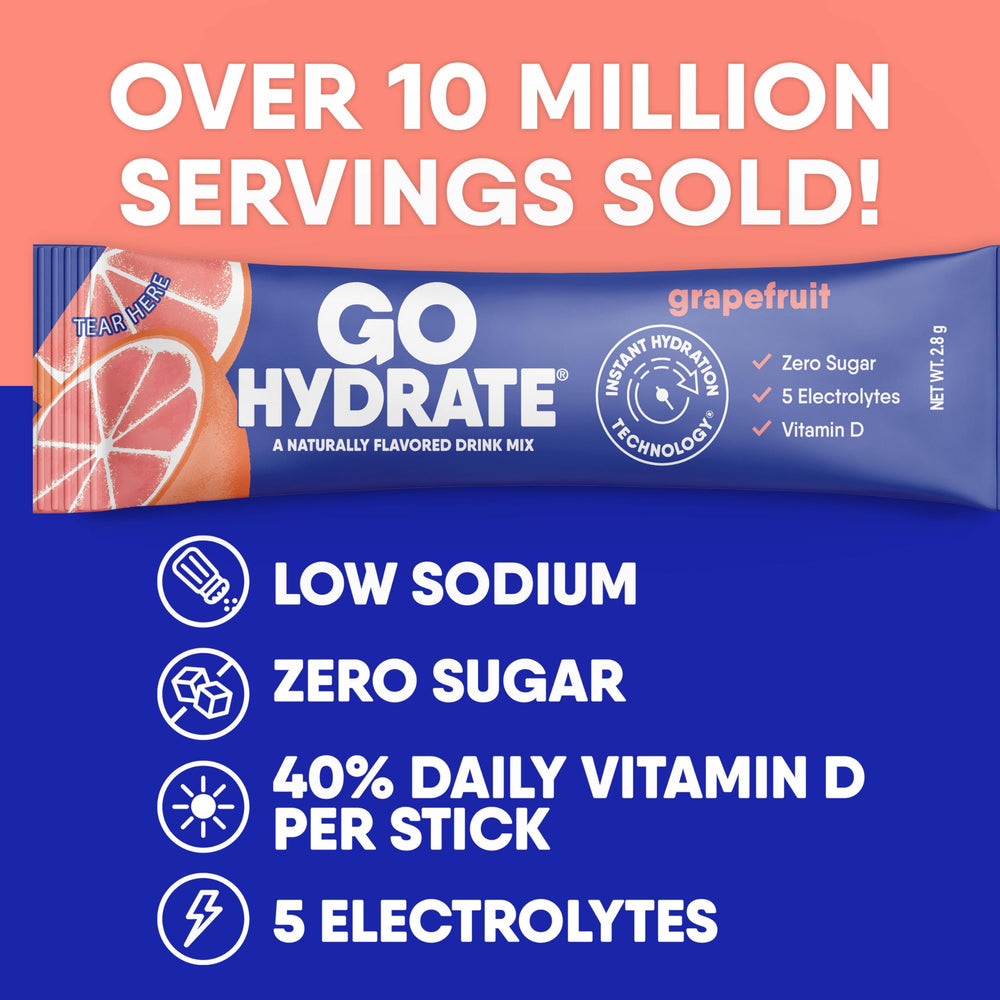 GoHydrate box of 30 packets for convenient single-serve hydration anywhere.
