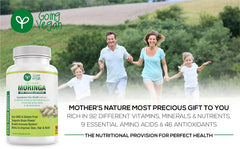 Going Vegan Moringa packaging showcases a three-month supply.