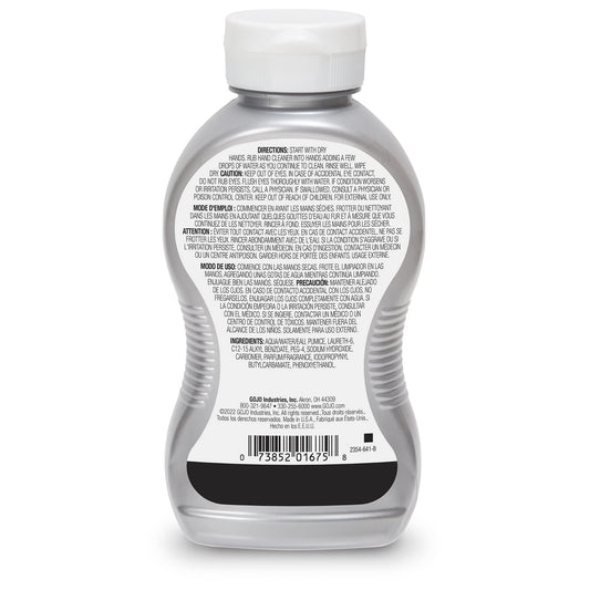 GOJO Cherry Gel Pumice Hand Cleaner bottle close-up showing pumice texture