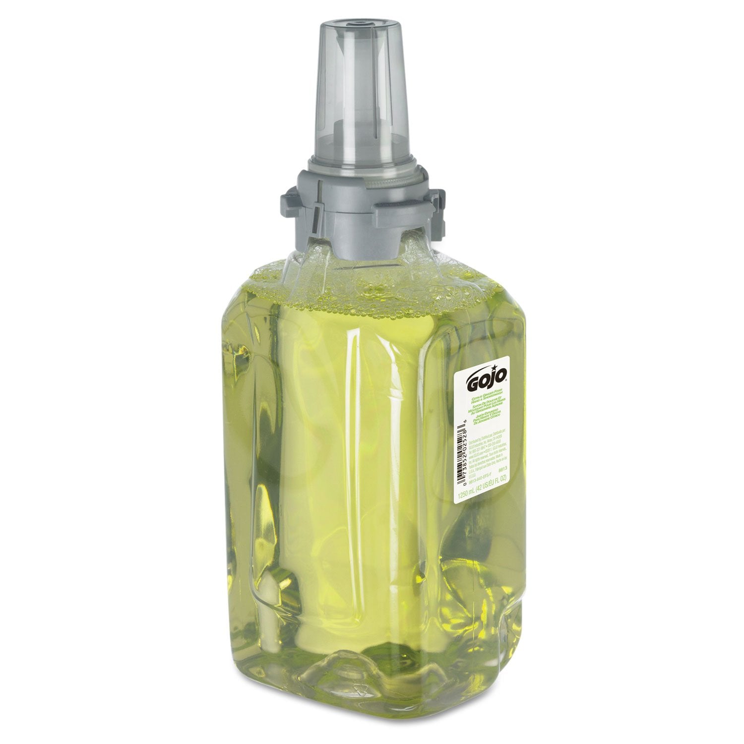 GOJO Foam Wash bottle front view with easy refill and citrus-ginger fragrance