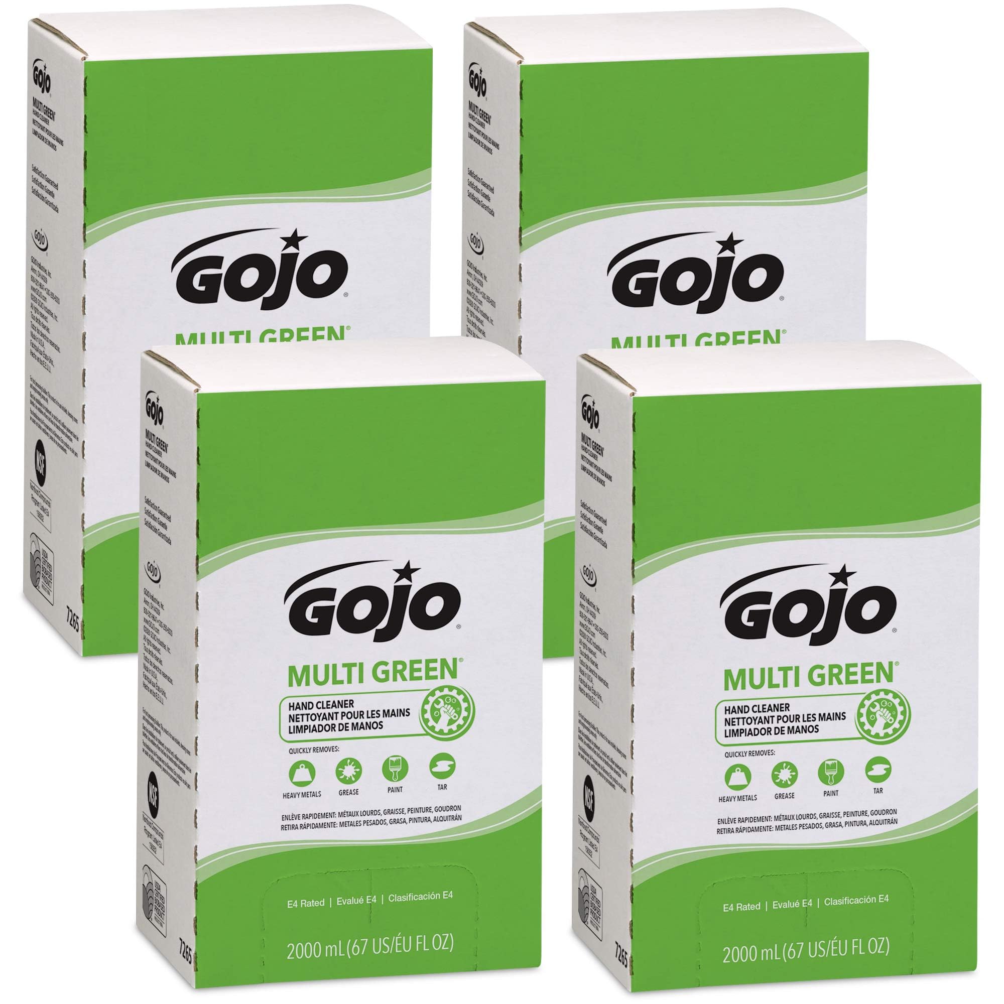 GOJO Multi Green hand cleaner with natural citrus pumice scrubbers remove embedded grime safely.