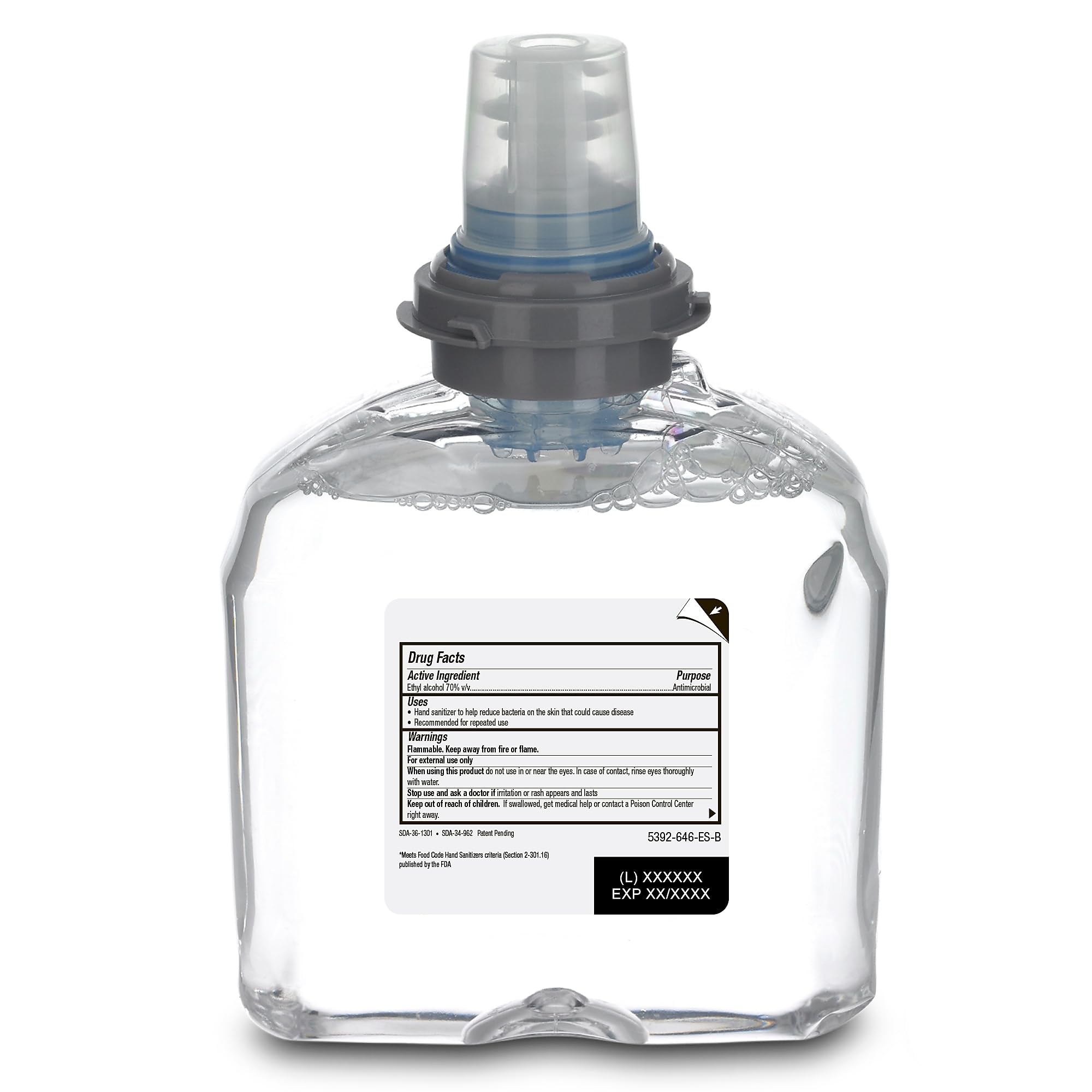 GOJO Purell refill with removable pump for easier recycling.