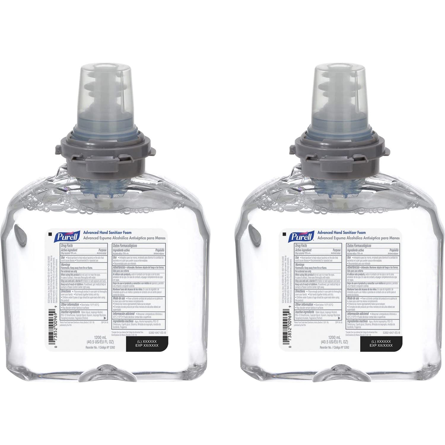 GOJO Purell refill bottle with sanitary seal for hygienic use.